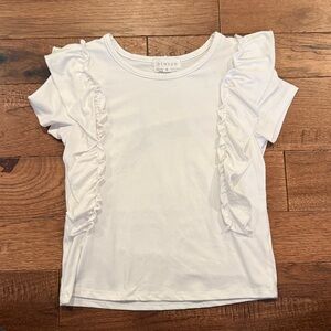 Btween Girls White Short-Sleeve Ruffled Shirt - Size 8